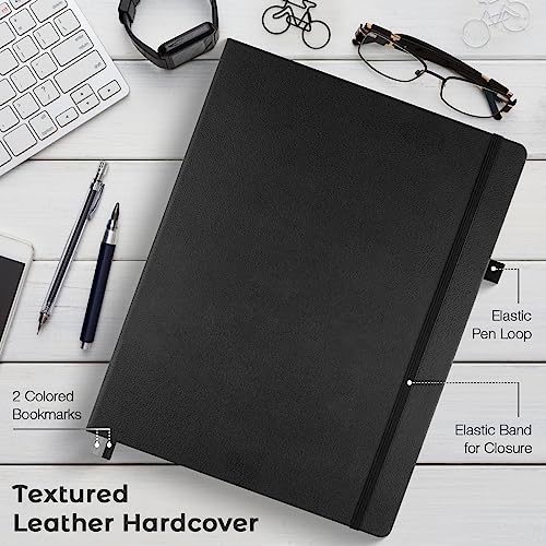 Blank Notebook, Hardcover Sketch Book, 8.5" x 11" Large Blank Journal, No Bleed Thick Paper Sketchbook for Drawing, Unlined Notebook Journal for Women Men School, A4 Leather Sketchbook Lay Flat, Black - color: Black