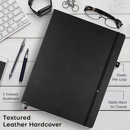 Blank Notebook, Hardcover Sketch Book, 8.5" x 11" Large Blank Journal, No Bleed Thick Paper Sketchbook for Drawing, Unlined Notebook Journal for Women Men School, A4 Leather Sketchbook Lay Flat, Black - color: Black