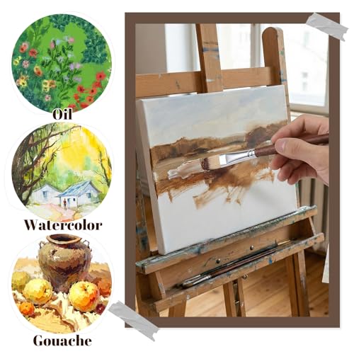 26 Pcs Professional Paint Brush Set, Acrylic Watercolor Oil Paint Brushes with Carrying Case, Palette Knife, Flat Filbert Fan Dagger Cat Tongue Round Brushes for Artists, Gouache, Face Painting