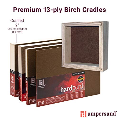 Ampersand Art Supply Hardboard Wood Painting Panel: Museum Series Hardbord, 16" x 16", 2 Inch Cradled Profile - color: 2 Inch Cradled Profile, size: 16" x 16"