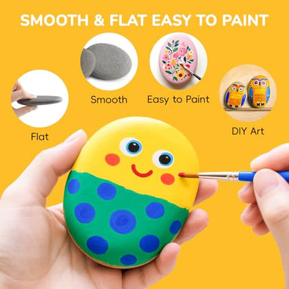 Simetufy 30Pcs Large Rocks for Painting 3.3-4.5Inch Natural River Stones for DIY, Art & Crafts, Smooth Paintable Flat Rocks Bulk for Adults, Children, Home Decor - size: 3.3-4.5in -30pcs