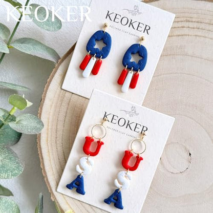 KEOKER Polymer Clay Texture Sheets, Stars Clay Texture Mat, Polymer Clay Earrings Tools on Independence Day or 4th of July, Like Polymer Clay Rollers, Great Work with Polymer Clay Cutters (Stars)