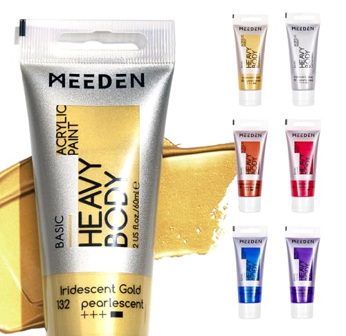 MEEDEN Metallic Acrylic Paint Set: 6 Colors Metallic Paint Tubes 2oz / 60ml - Thick Halloween Paints for Pumpkins Painting Party Canvas Crafts Metal - color: 6 Colors (metallic), size: Set