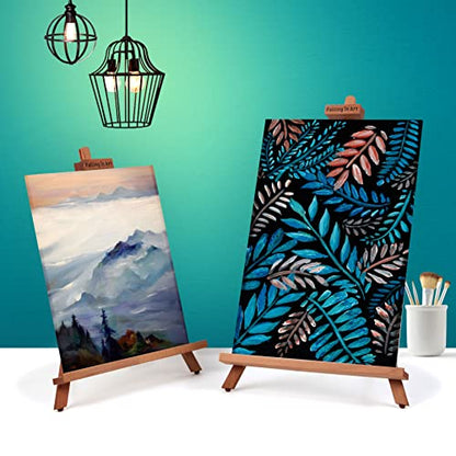 Falling in Art Beechwood 25’’ Tabletop Easel Display Stand Set for Painting- Holding Canvas Up to 22 1/2 Inches High, 2 Pack Artist A-Frame Tripod with Rubber Feet, Portable Photo and Sign Holder - size: 2 Pack