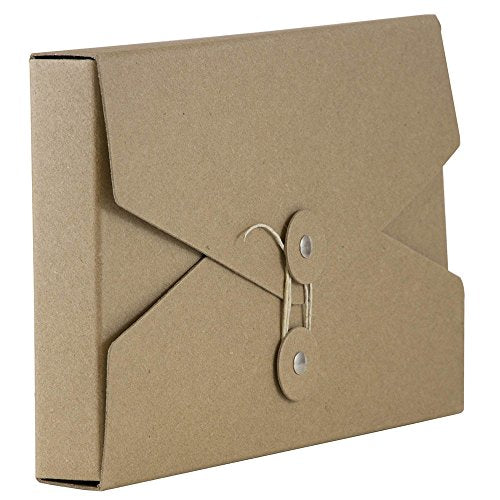 JAM PAPER Kraft Portfolio with Button and String Tie Closure - Video Size - 5 1/2 x 8 1/2 x 1 - Natural Recycled - Sold Individually - color: Natural Recycled, size: Video Size (5 1/2" x 8 1/2" x 1")