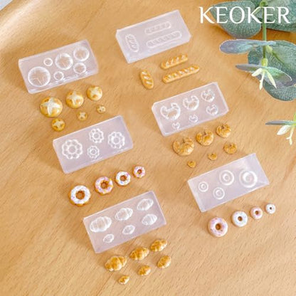 KEOKER 12pcs Polymer Clay Molds, Dessert & Bread Silicone Molds, Earring Molds - color: A Color