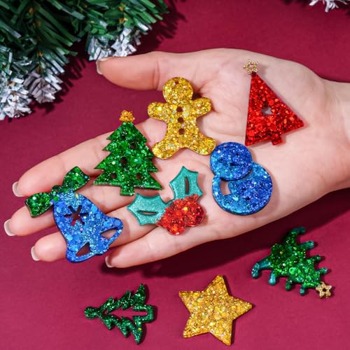 Christmas Resin Earring Molds with Varieties of Shapes and Sizes, Christmas Tree Snowman Angel Silicone Mold with Hole, Pendant Earrings Keychain Jewelry Resin Casting Mold New Year Gift