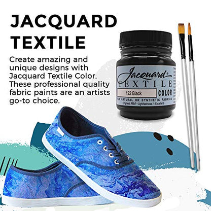 Moshify Jacquard Products Black Textile Color - Fabric Paint Made in USA - JAC1122 2.25-Ounces - Bundled Brush Set - size: 2.25 Ounce (Pack of 1)