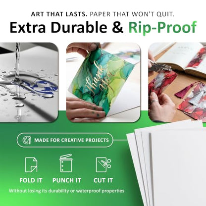 TerraSlate Paper | 10 Mil 5” x 7” Alcohol Ink Paper | Waterproof & Non-Porous Alcohol Ink Drawing Paper | Bright White, 25 Sheets