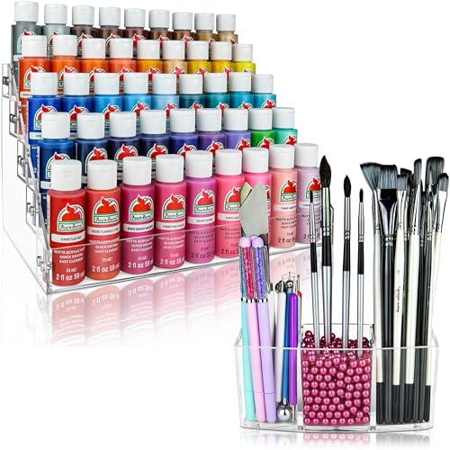 Paint Organizer & Brush Holder Set. 6 Support Bead Options. Thick, Durable, Crystal-Clear Acrylic with Diamond-Polish Finish. The Original Acrylic Paint Storage Organizer. R - color: Rose