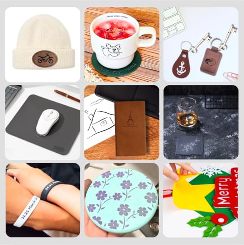 Mroy mio 135 PCS Laser Engraving Material Kit, 27 Kinds Laser Engraver Blanks for Laser Crafting, Includes Wood, Acrylic, Fabric, Rock, PU Leather, Diatom Mud Materials