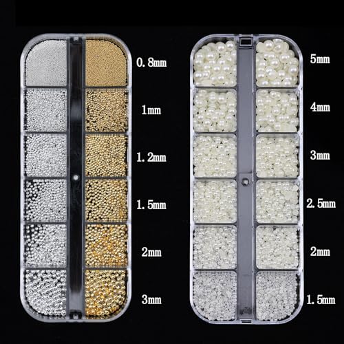 Nail Art Pearls with Rhinestones Glue Gel Flatback Pearls Nail Charms Gold Nails Supplies Accessories Silver Nails Gems Jewelry Pearl for Women - color: Colorful-09