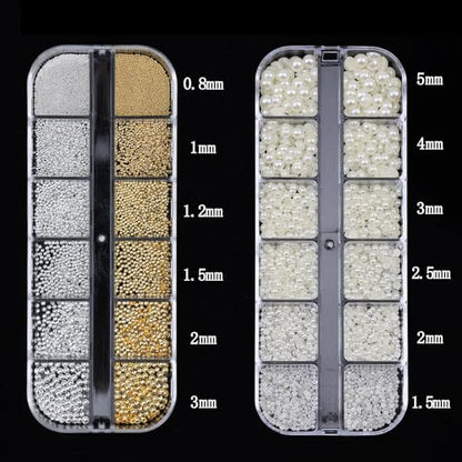Nail Art Pearls with Rhinestones Glue Gel Flatback Pearls Nail Charms Gold Nails Supplies Accessories Silver Nails Gems Jewelry Pearl for Women - color: Colorful-09