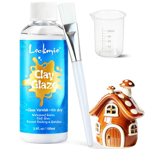 3.4FL OZ Air Dry Clay Glaze, High Gloss Varnish, Protective Sealant to Prevent Cracking & Scratching While Providing a Gloss Glaze Effect - for Ceramics, Wood, Acrylic Painting and Crafts (Gloss)