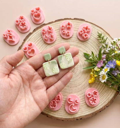 10 Pcs Mini Clay Cutters, Polymer Clay Cutters Shapes PP Material for DIY Polymer Clay Earring Handmade Craft Supplies(Pink)