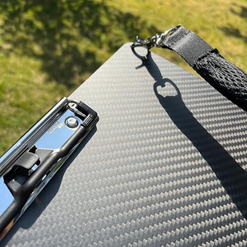 Ledge size A3 8K Super Hard&Portable Carbon Fiber Clipboard with Hook&Pen holder,Strong Low Profile Clip,Dry carbon clip board,Writing board (17.6*12.6*0.06inch+3*304 Stainless Steel Clips+2*Straps) - color: 304 Stainless Steel Clip, size: 17.6*12.6*0.06i