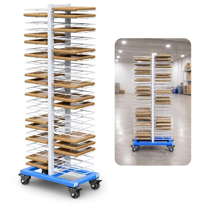 Paint Drying Rack, 50-Tier Heavy-Duty Steel Painting Drying Rack for Cabinet Doors, Locking Casters, 25 lbs Per Shelf, Space-Saving Design for Paint Shops & Woodworking
