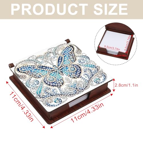 Diamond Painting Kit memo Box, Diamonds Art DIY Butterfly Patterns Sticky Note Box Special Shape Drill, with 160 Sticky Note, Ideal for Home Office Supplies, Handicrafts, Holiday Gifts - color: Butterfly
