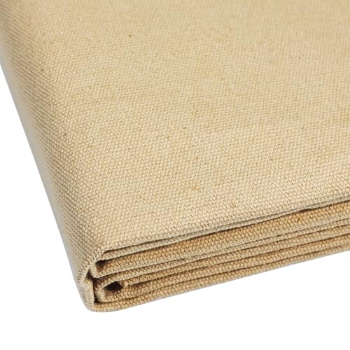 10oz Heavy Duty Cotton Canvas Fabric 60" x 80", Thick Cotton Duck Cloth for Painting, Sewing, Crafts, Tote Bags, Embroidery, Home Decor, Drop Cloth (Khaki) - color: Khaki, size: 60" x 80"
