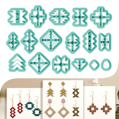 17Pcs Classic Aztec Polymer Clay Cutters | For Adults DIY Jewelry for Earrings Making Birthday Party DIY Supplies, Western Style, Plastic Material
