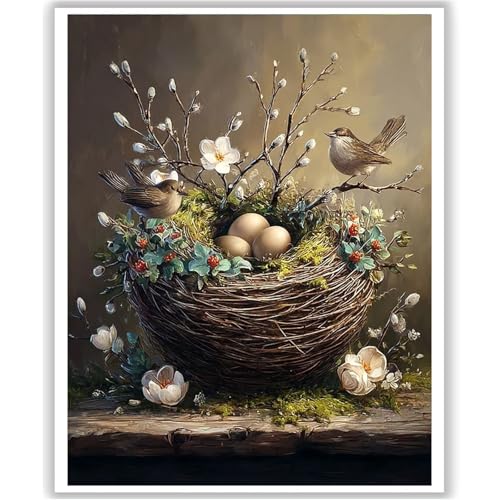 HITO Bird Paint by Numbers Kit for Adults - Bird Flower Paint by Numbers Kit for Adults Beginner for Gift Home Wall Decor 16x20 Inch - color: Bird