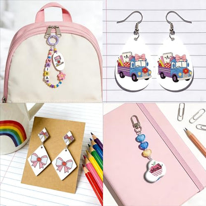 OLYCRAFT 24Pcs Back-to-School Season Clay Transfer Paper 4 Design Transfers Paper for Polymer Teachers' Day Polymer Clay Transfer Sheets Small Ceramic Decal for Clays Earrings Jewelry Making - style: School