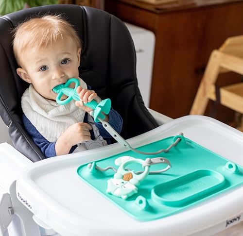 BUSY BABY Silicone Mat Bundle - 1 Original Mat Plus 1 Mini Mat, NEW Stronger Suction Cups, 6 Straps to Secure Baby Essentials and Keep Off the Floor, Baby Led Weaning, Wet Bag Included (Spearmint) - color: Spearmint Bundle
