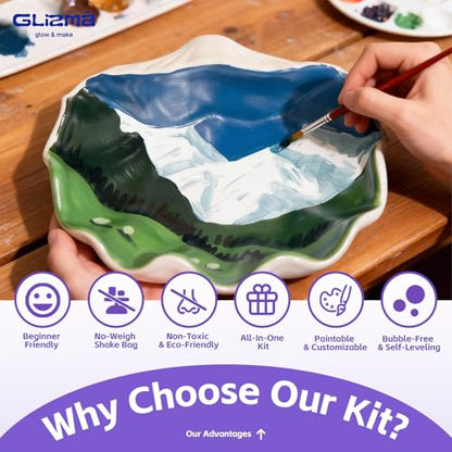 Glizma Gypsum Casting Powder Kit 2 Sets 4 Shell Decorative Bowls, Home Decor DIY Beginners Craft Kits Adults, Couples/Girls Date Night Painting Kit/Family Activites(Acrylic Paint Inclueded) - size: Shell