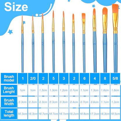 Acrylic Paint Brushes Set, 30 Pcs (3×10 Pack) Nylon Hair Artist Paint Brushes for Acrylic, Watercolor & Oil, Fine Detailing for Canvas, Rock & Nail Art (Blue) - color: Blue