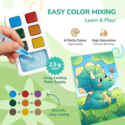 JoyCat 2 Pack Pocket Paint with Water Coloring Books for Kids, Art & Craft Activity Toy Set, Creative Travel & Home Painting Kit, Gifts for Girls & Boys Ages 3-8 (Animals & Dinosaurs) - style: 2 Pack - Animals & Dinosaurs