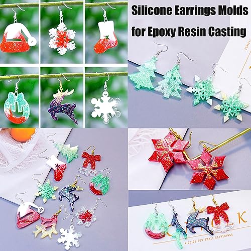 Christmas Earring Molds, 5 Pcs Christmas Style Resin Earring Molds | Various Shapes Christmas Silicone Molds for Earring Jewelry Pendant Keychain Ornament Epoxy Resing Casting Gift - color: 5PCS Christmas Jewelry Molds