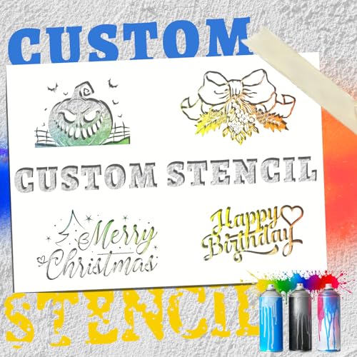 Custom Stencils for Spray Painting Reusable Calligraphy Letter Paint Stencils, Personalized Hollow Wall Stencil for Crafts, Graffiti & Fabric Painting (Custom Stencil) - style: custom stencil