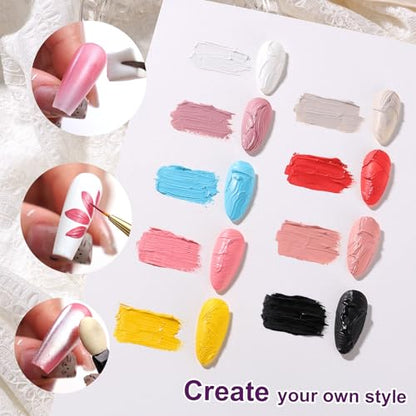 Gradient Painting Gel, 9 Colors Ombre Gel 3D Sculpture Effect Black&White Nude Pink Sponging for Pigment Pat Aura Nails French Manicure Soak Off UV Artistic Inspiration - color: Artistic Inspiration set