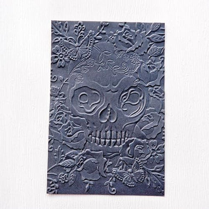 DIYology 3D Skull Embossing Folders for Card Making,Flowers and Skull Texture Embossing Folder Template for DIY Paper Crafts Scrapbooking Polymer Clay Decoration