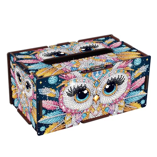 JZHYOAN Woodpecker Diamond Art Tissue Box, DIY Rectangle Toilet Paper Dispenser, Diamond Desk Decorative Tissue Box, Portable Office Mosaic Paper Storage Holder for Family Bedroom Bathroom - color: purple