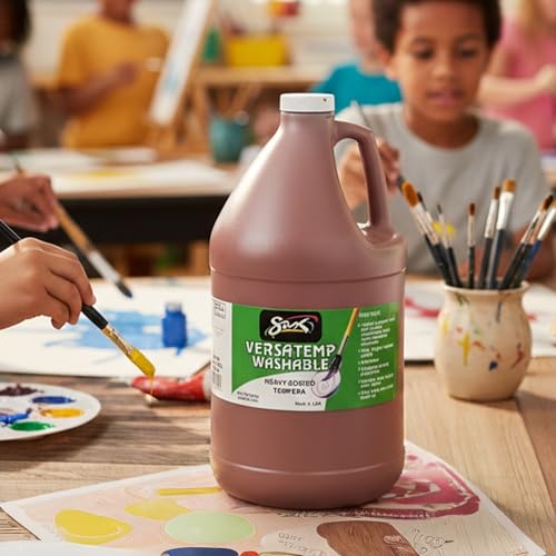Sax Washable Versatemp Heavy Bodied Tempera Paint, Brown, 1 Gallon