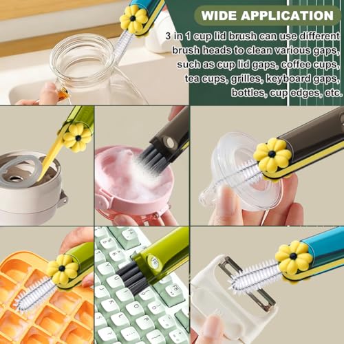 3 in 1 Cup Lid Cleaning Brush, Portable Cup Cleaner Brush, New Water Bottle Lid Cleaner Brush, Multifunctional Cleaning Brush - Home Kitchen Cleaning Tools for Tight Spaces & Bottle Gaps, 3 PCS - color: Grey Green Blue-a
