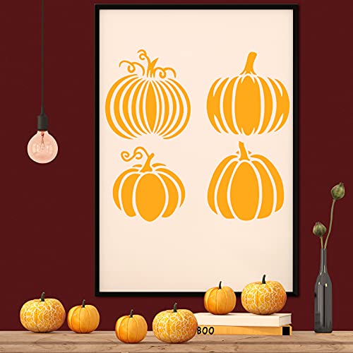 Clabby 5 Sheets Fall Thanksgiving Stencils for Painting on Wood Large Pumpkin Reusable Stencils Fall Art Painting Template for Windows Wall DIY Crafts Decorations(11.7 x 8.3 Inch) - size: 11.7 x 8.3 Inch