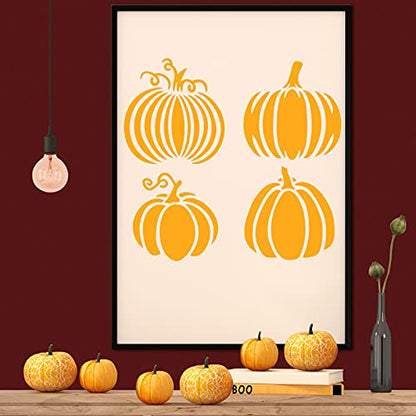 Clabby 5 Sheets Fall Thanksgiving Stencils for Painting on Wood Large Pumpkin Reusable Stencils Fall Art Painting Template for Windows Wall DIY Crafts Decorations(11.7 x 8.3 Inch) - size: 11.7 x 8.3 Inch