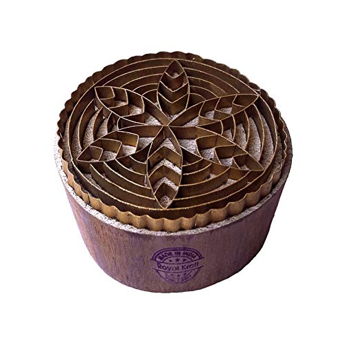 Handmade Printing Block Brass Round Shapes Wood Pottery Stamp - size: BSCtag015