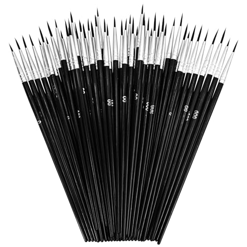 60 PCS Fine Detail Paint Brushes Set, #0#00#000 Small Paint Brushes for Miniatures, Acrylics & Watercolor, Ultra Thin Paint Brush for Model Crafts, Touch up & Paint by Numbers