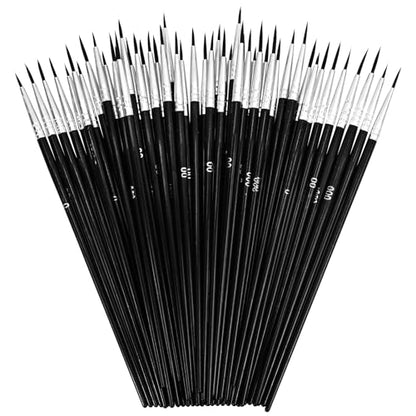 60 PCS Fine Detail Paint Brushes Set, #0#00#000 Small Paint Brushes for Miniatures, Acrylics & Watercolor, Ultra Thin Paint Brush for Model Crafts, Touch up & Paint by Numbers