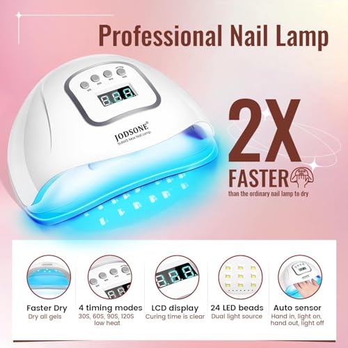 JODSONE Gel Nail Polish Kit with U V Light 32 Colors Gel Polish Nail + 4 Functional Adhesive Bottles Kit Soak Off Manicure Tools Gifts for Women - color: classic series