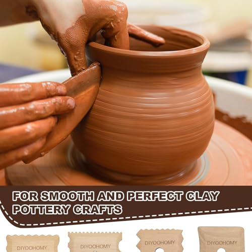 DIYOOHOMY 7 Pcs Pottery Ribs Set, Pottery Tools Supplies | Wooden Clay Shaper Trimming Tools, Texture Ribs for Smoothing, Shaping, and Carving, Ideal for Mud Throwing, and Ceramic DIY - color: wood-7