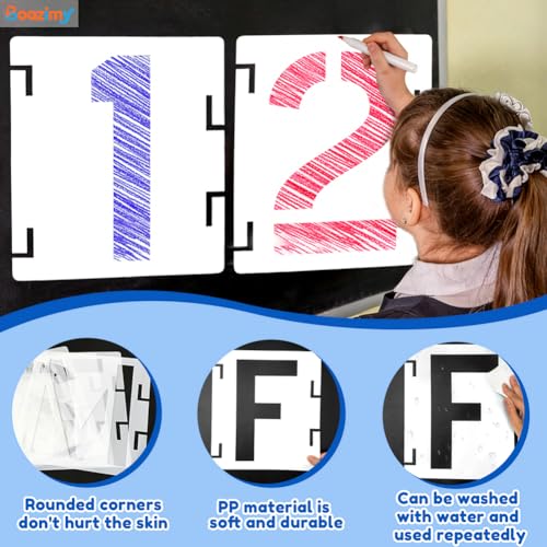 12 Inch 42 Pcs Reusable Letter Number Symbol Stencils, Plastic Painting Templates for Wood Wall Fabric Rock Chalkboard Signage School Door Porch DIY Art Craft Decoration Projects - size: 12 inch（White）