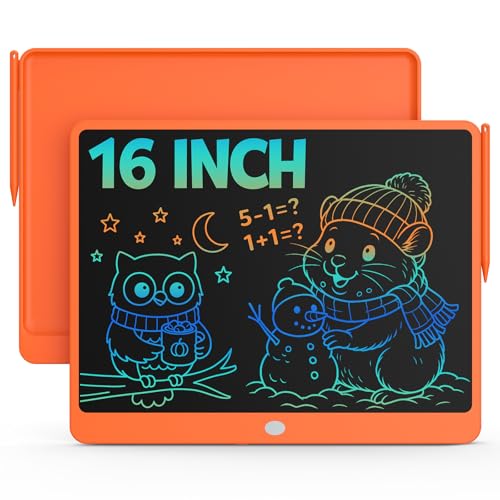 Bravokids 16 Inch LCD Writing Tablet for 3-8 Year Olds - Electronic Drawing Pad and Doodle Board as Educational Birthday Gifts for Girls and Boys (Orange) - color: Orange, size: 16 inch