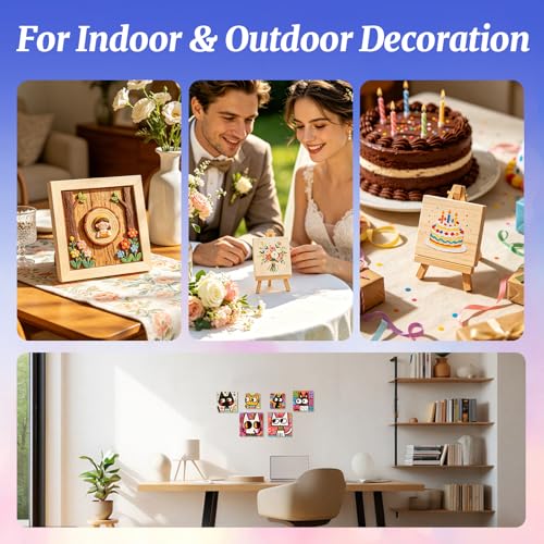ESRICH 6 Pack Wood Panels with 4"x4", 5"x5", 6"x6", Square Craft Wood Canvas Boards, Blank Unfinished Wooden Art Board for DIY Art Creations Such as Painting, Acrylic Pouring, Resin, Burning, Collage - size: 4x4 5x5 6x6IN-6Pack