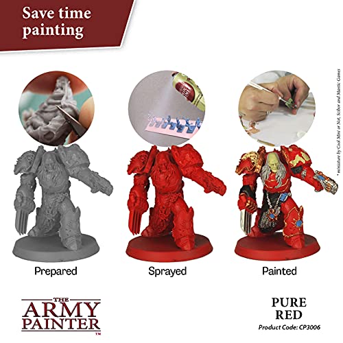 The Army Painter Colour Primer Pure Red, 400 mL Acrylic Spray Primer, Spray Paint Basecoat for Miniature Priming, Tabletop Roleplaying, Boardgames, and Wargames Miniature Modelling - color: Pure Red