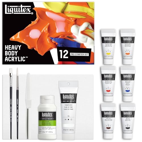 Liquitex Professional Heavy Body Acrylic Paint Starter Set, Set of 12, Blue,Orange - style: Starter Set of 12