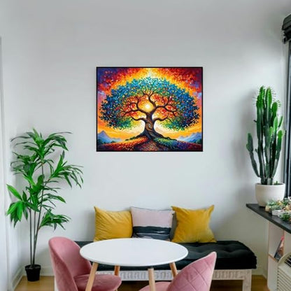 ldazao Tree of Life Paint by Numbers for Adults Beginner with Frame Wooden Easel Stained Glass Painting Kit Color by Numbers 20 X 16 Inches - color: FSZ0015